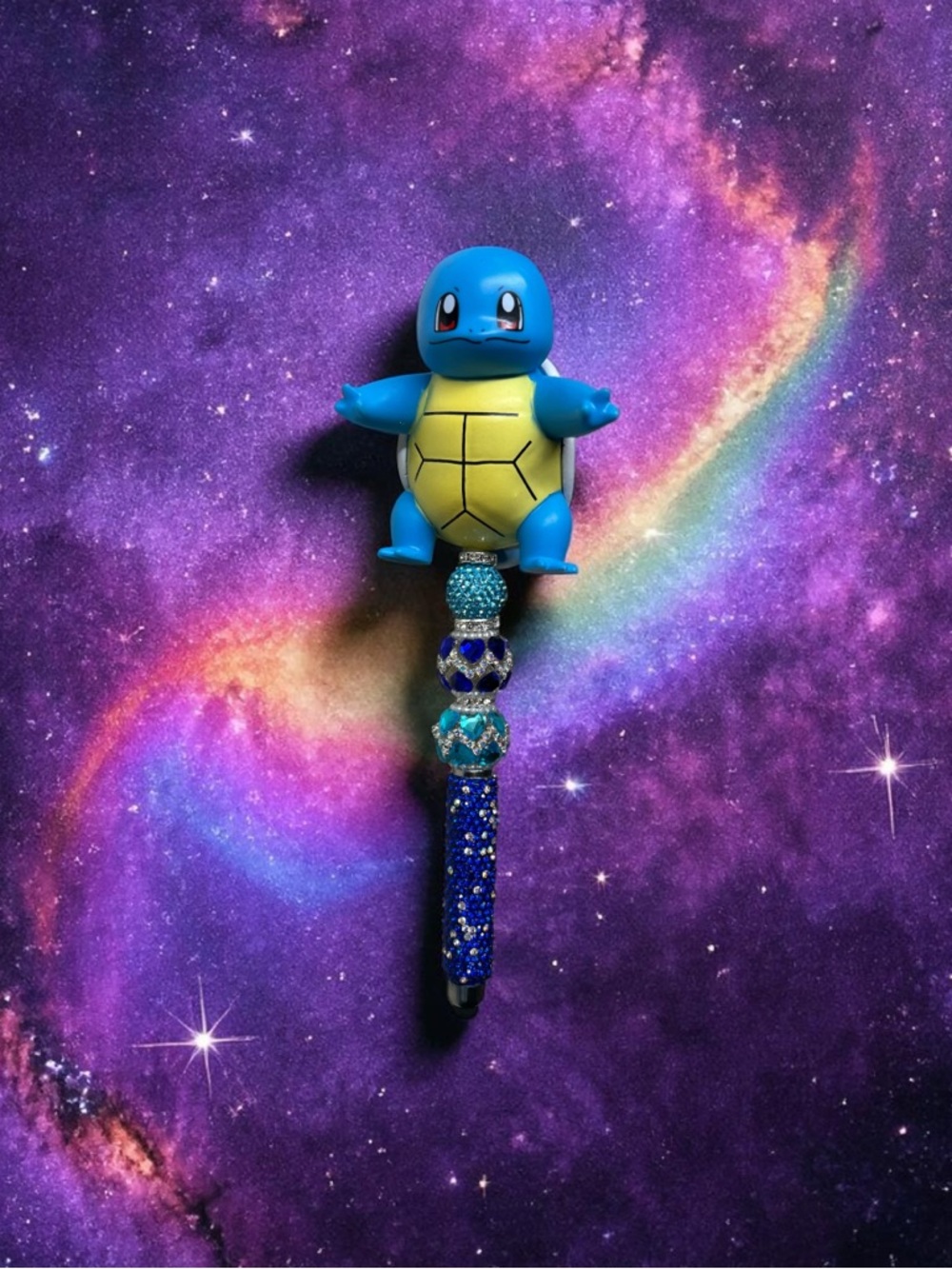 Squirtle Bejeweled Blue Glitter Stylus Pen